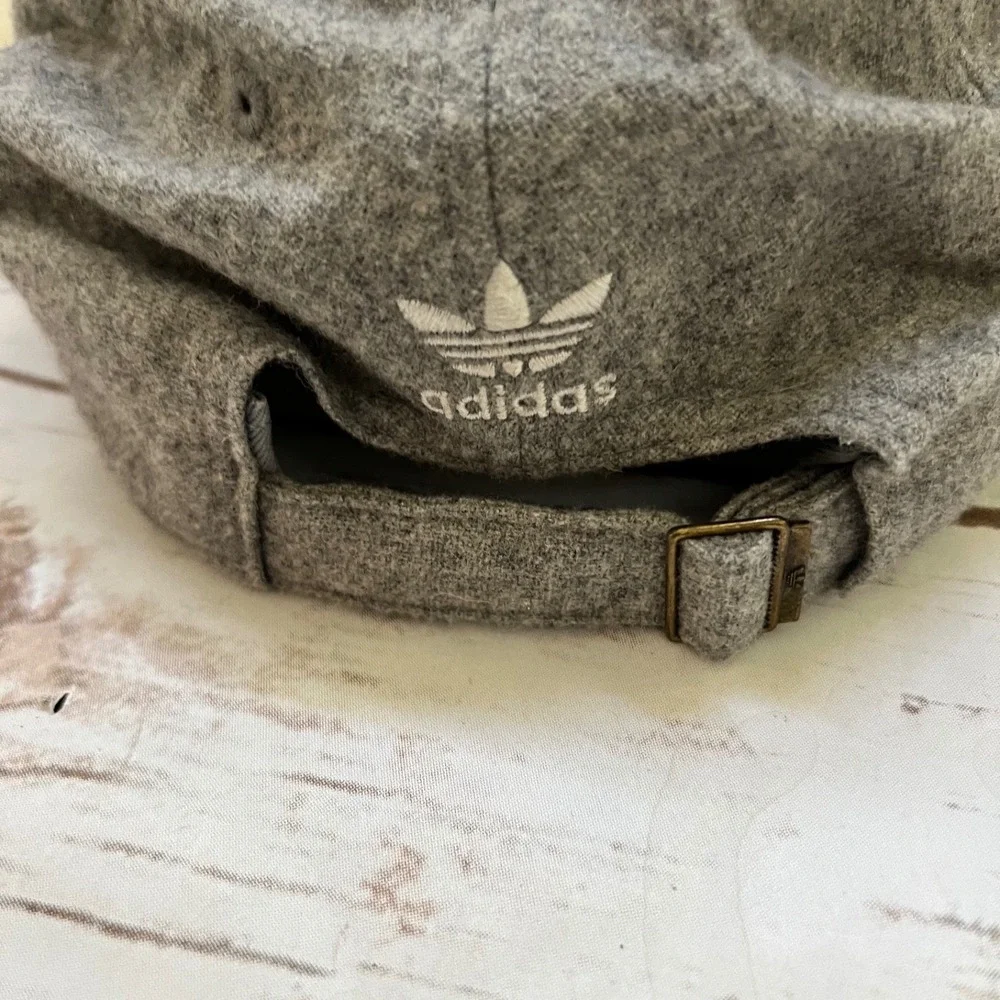 Adidas Originals Baseball Cap Grey Wool Blend Trefoil Strapback Hat OSFM